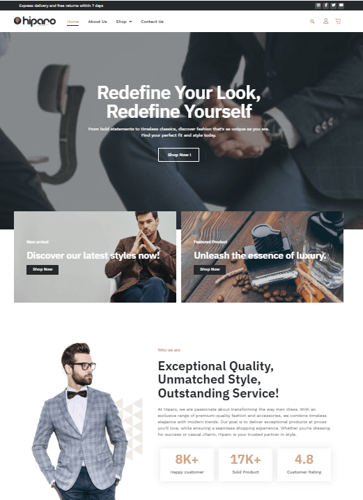 E-Commerce Project: Hiparo – Men’s Fashion Store