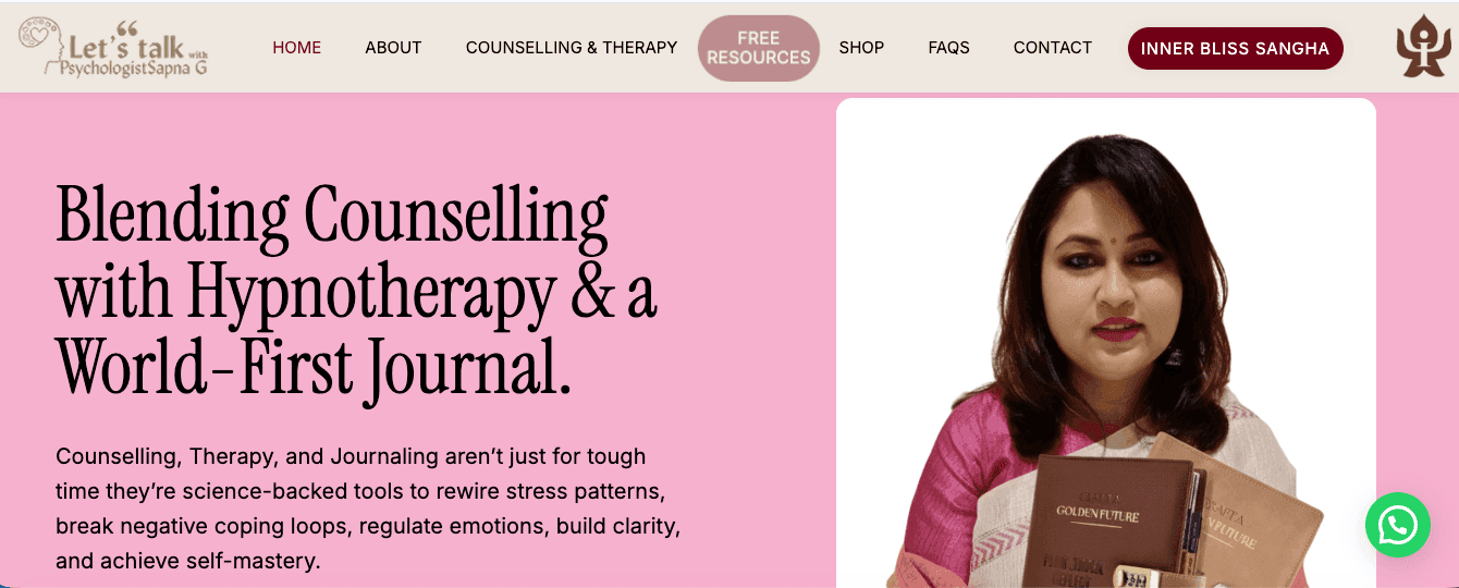 Psychologist Sapna G website preview