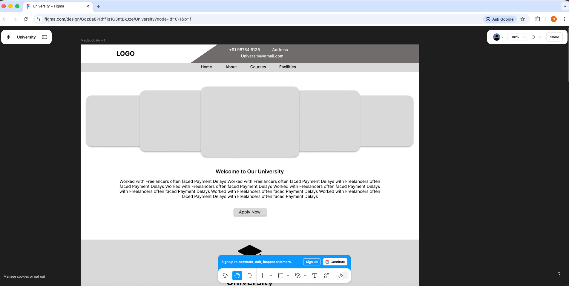 University Figma Design